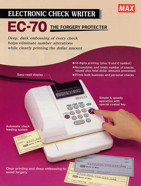 Electronic Check Max Writer EC-510 – Portable Check Printing Machine ...