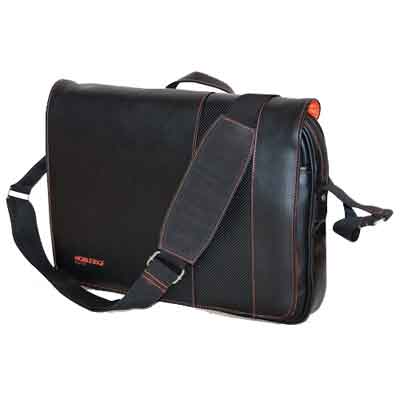 Slimline Ultrabook Messenger Bag (Black with White or Orange Trim ...